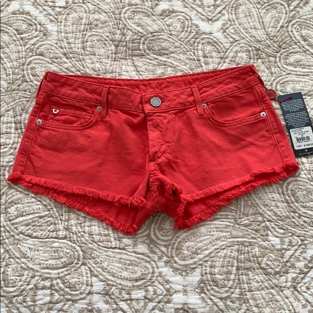 Red True Religion Shorts